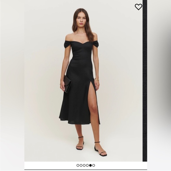 NWT Reformation BLACK BRIDGERTON LINEN MIDI DRESS Size 2 - Picture 7 of 10